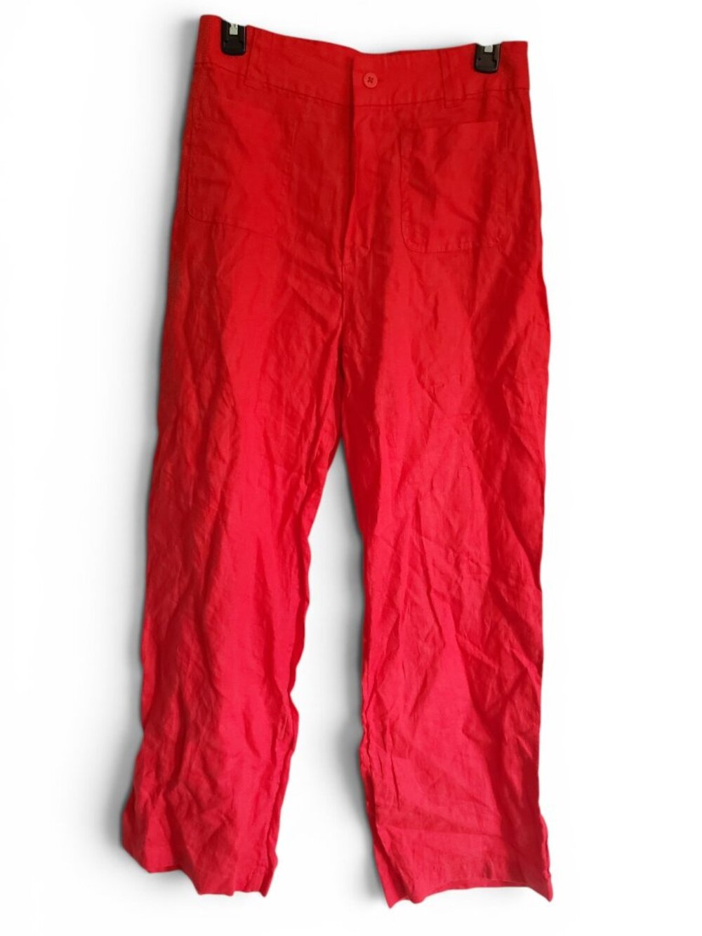 Nicole Miller Bright Red 100% Linen Wide Leg Flowy Casual Pants Women's Size 8